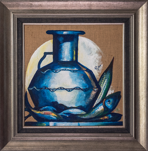 Blue Jar and Fish - Click Image to Close